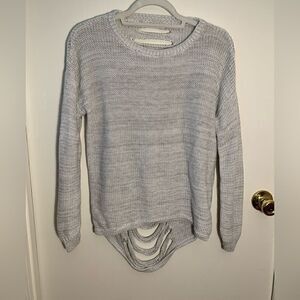 Harper Lane EUC gray cut Olie distressed back knit sweater Size Small